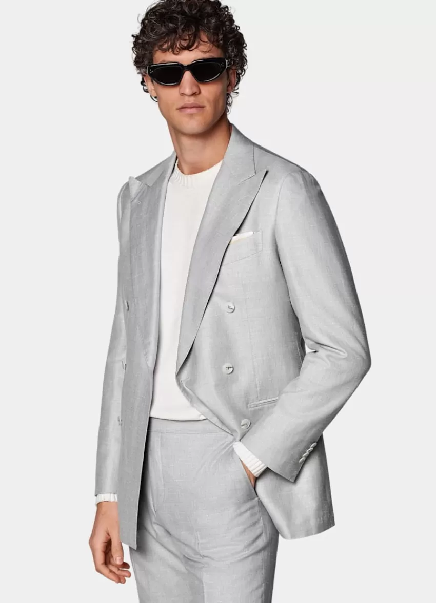 Suitsupply Havana Anzug Hellgrau Tailored Fit Aus Schurwolle Seide Leinen | Deutschland Best