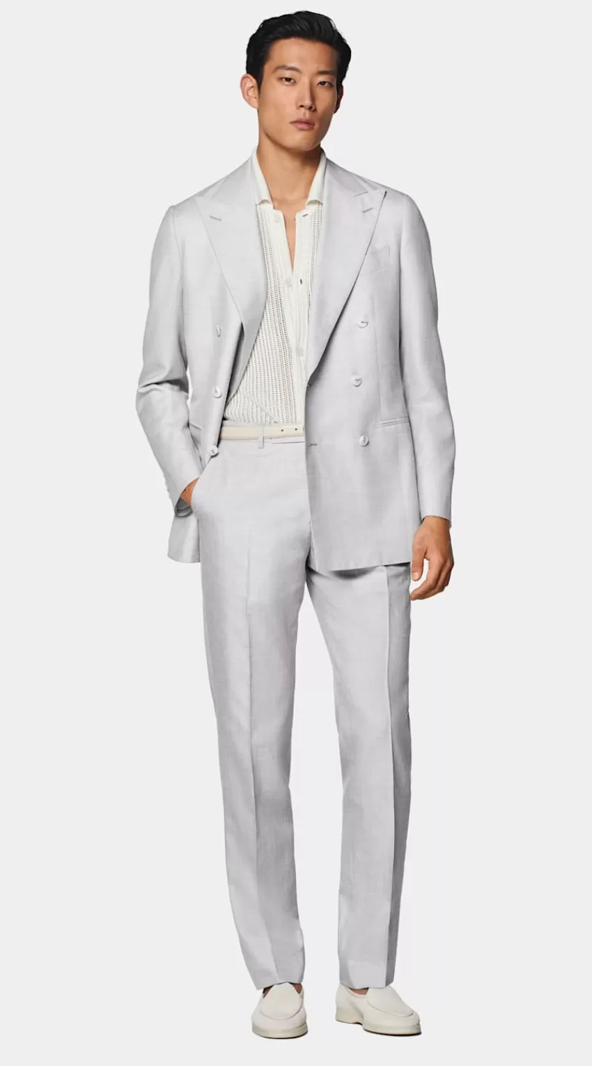 Suitsupply Havana Anzug Hellgrau Tailored Fit Aus Schurwolle Seide Leinen | Deutschland Cheap