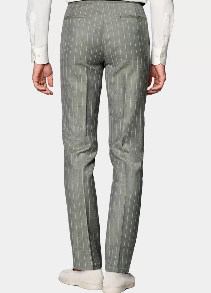 Suitsupply Havana Anzug Hellgrün Gestreift Tailored Fit Aus Schurwolle Seide Leinen | Deutschland Best Sale
