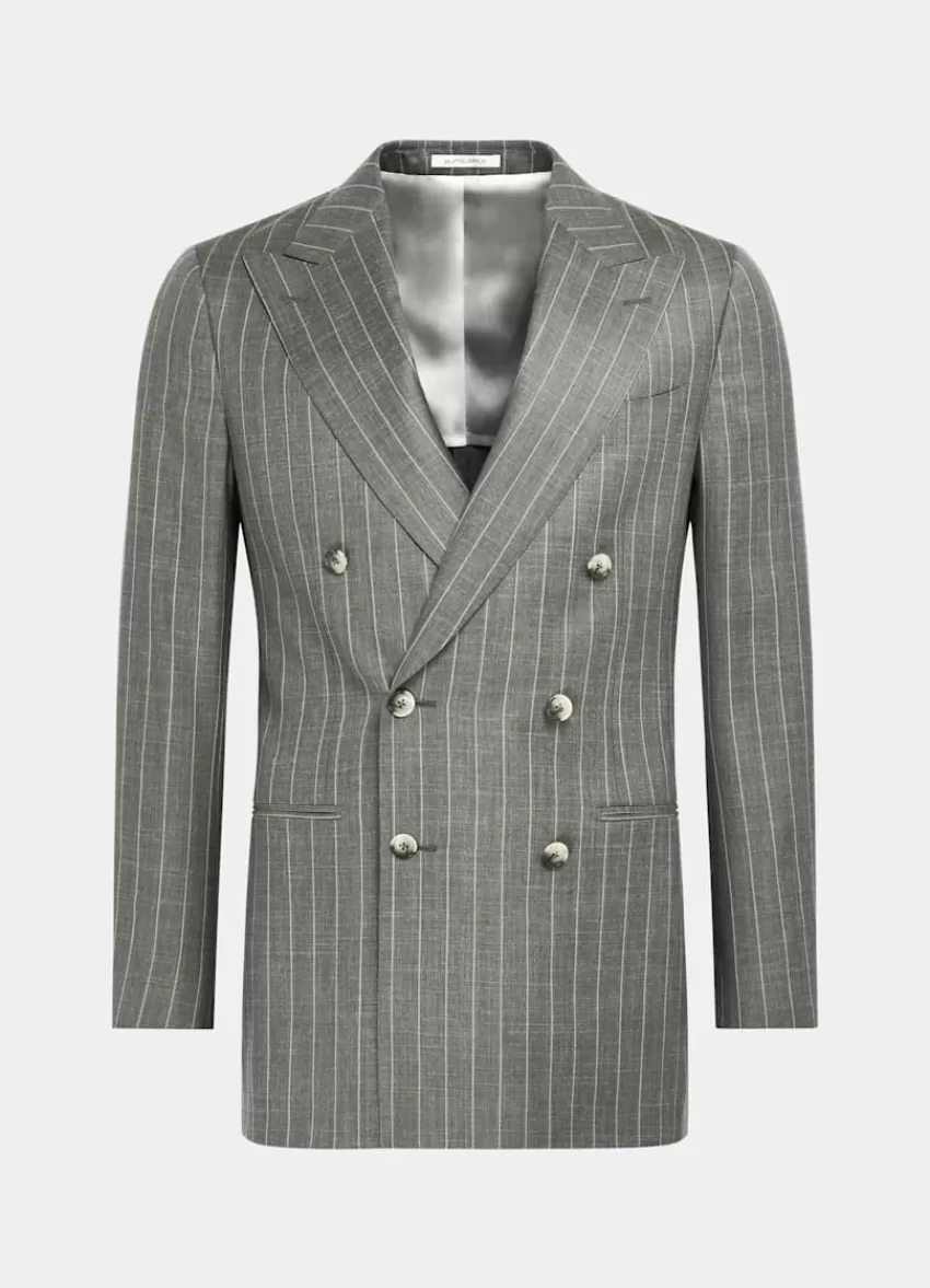 Suitsupply Havana Anzug Hellgrün Gestreift Tailored Fit Aus Schurwolle Seide Leinen | Deutschland Best Sale