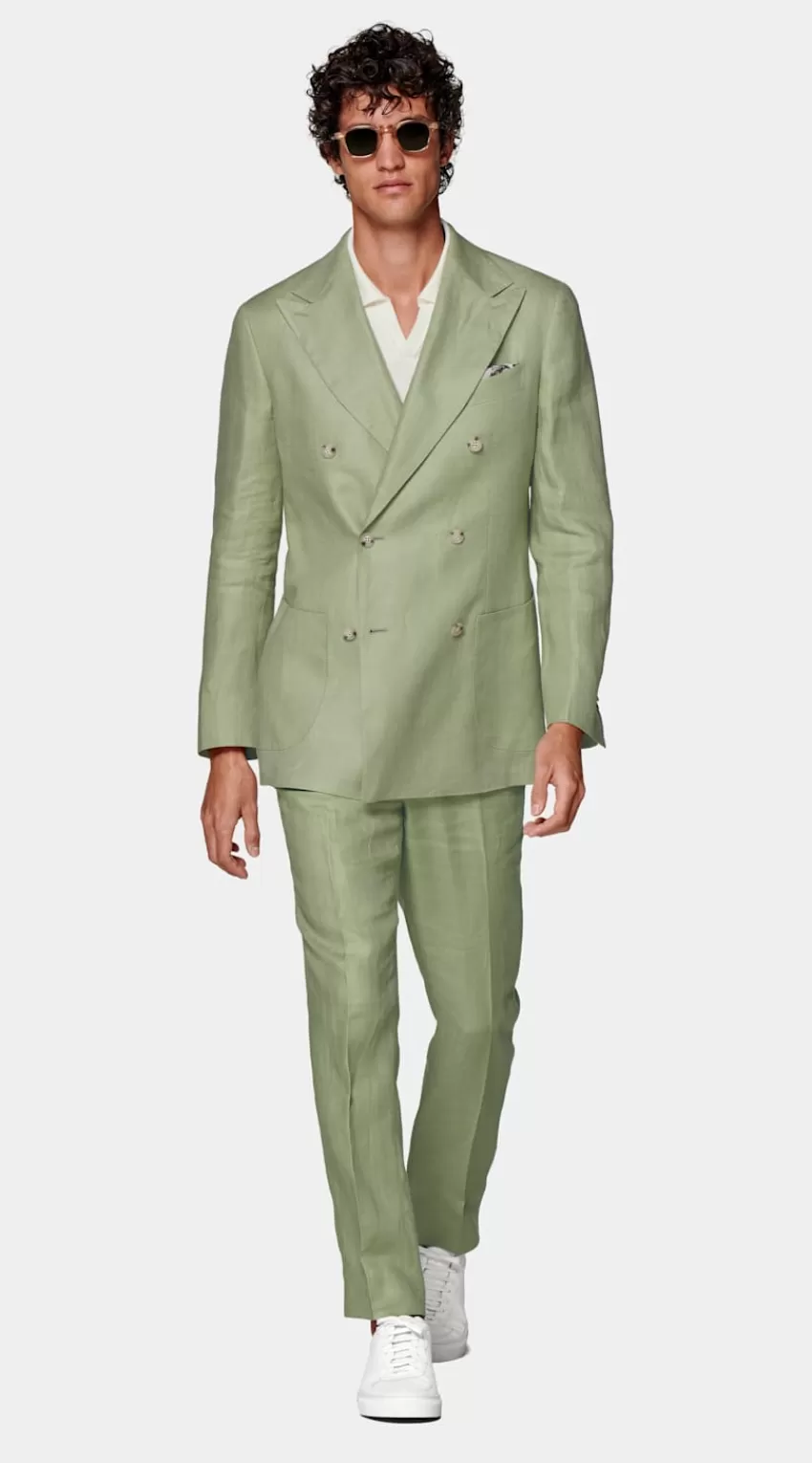 Suitsupply Havana Anzug Hellgrün Tailored Fit Aus Pures Leinen | Deutschland New