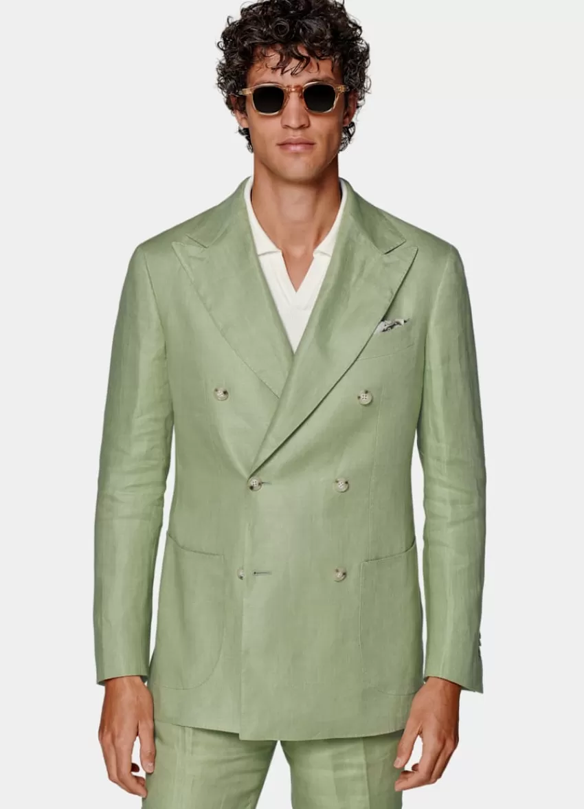 Suitsupply Havana Anzug Hellgrün Tailored Fit Aus Pures Leinen | Deutschland New