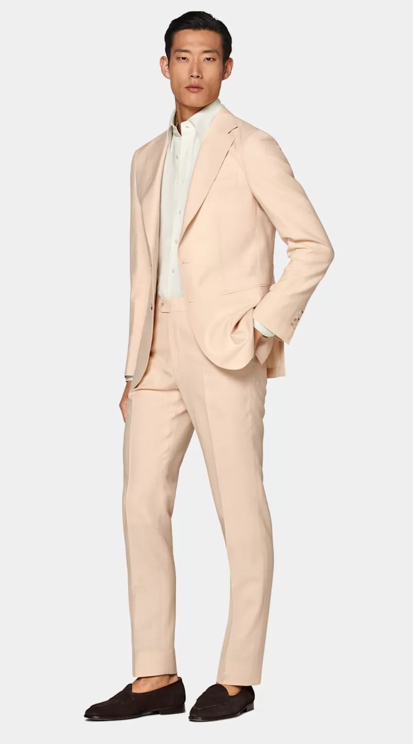 Suitsupply Havana Anzug Hellpink Tailored Fit Aus Schurwolle Seide Leinen | Deutschland Discount