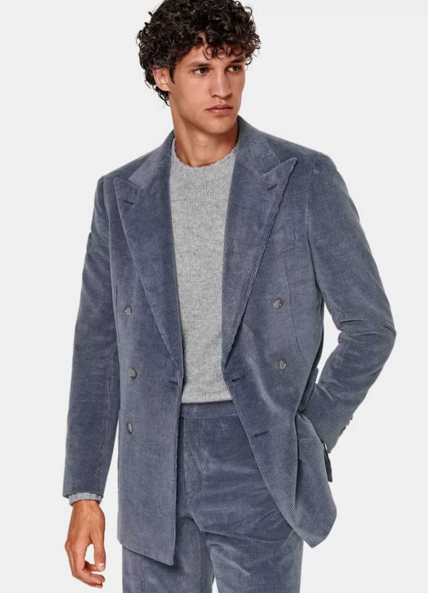 Suitsupply Havana Anzug Mittelblau Tailored Fit Aus Baumwolle Kaschmir Cord | Deutschland Sale