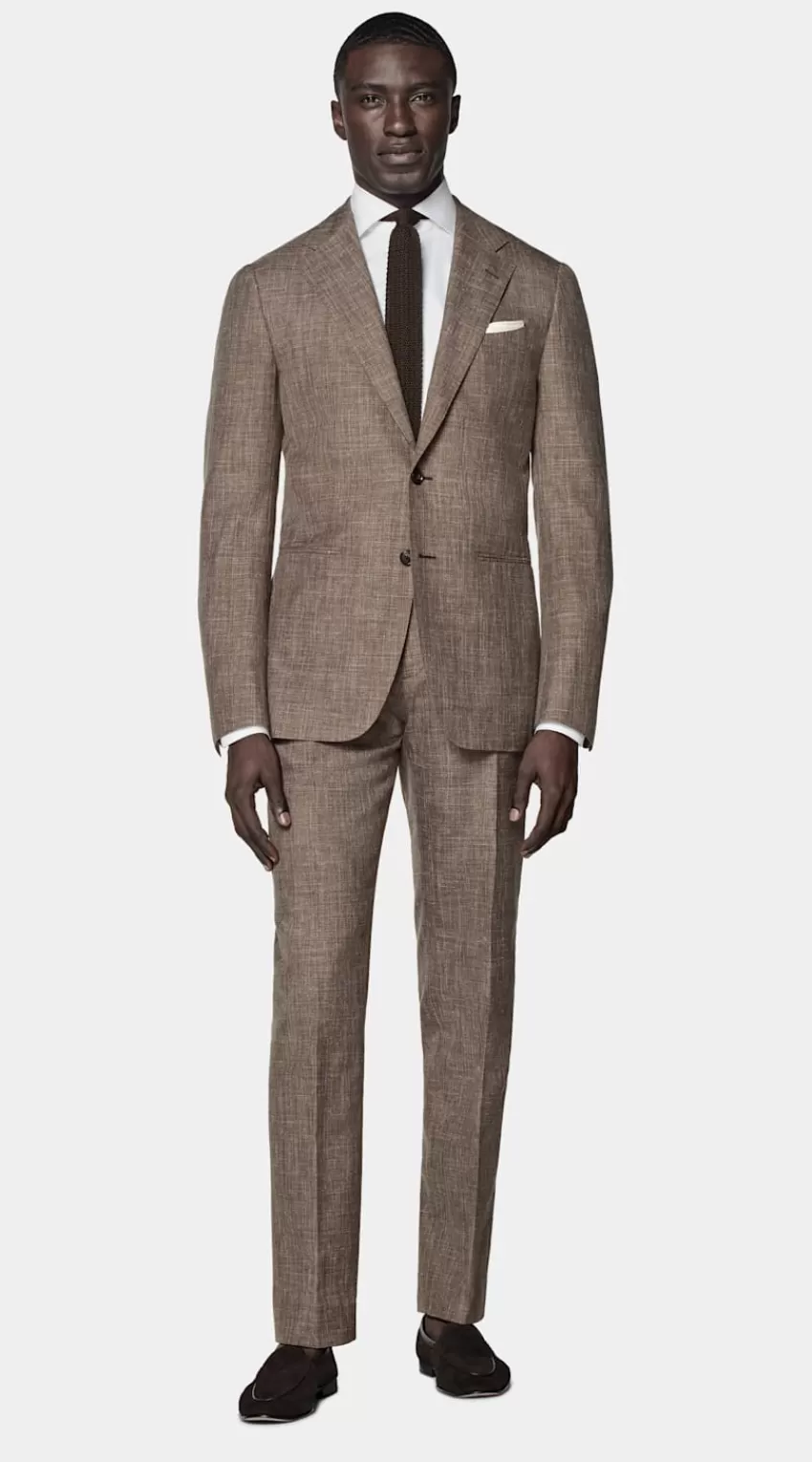 Suitsupply Havana Anzug Mittelbraun Tailored Fit Aus Schurwolle Seide Leinen | Deutschland Online