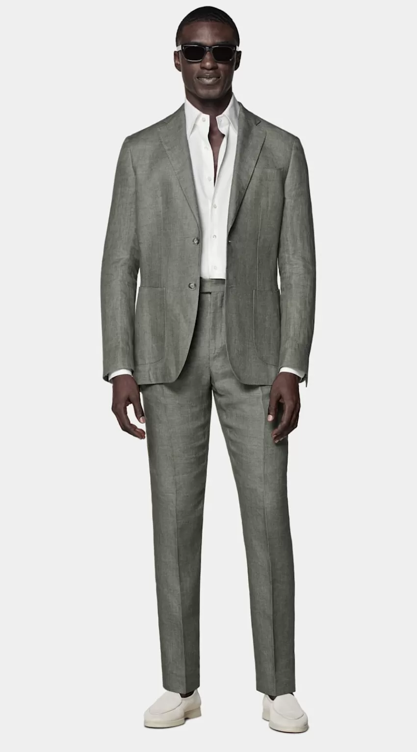 Suitsupply Havana Anzug Mittelgrün Tailored Fit Aus Pures Leinen | Deutschland Fashion