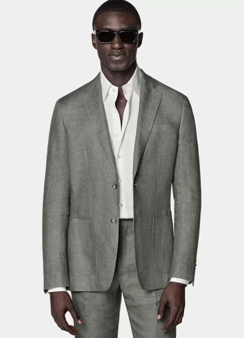 Suitsupply Havana Anzug Mittelgrün Tailored Fit Aus Pures Leinen | Deutschland Fashion