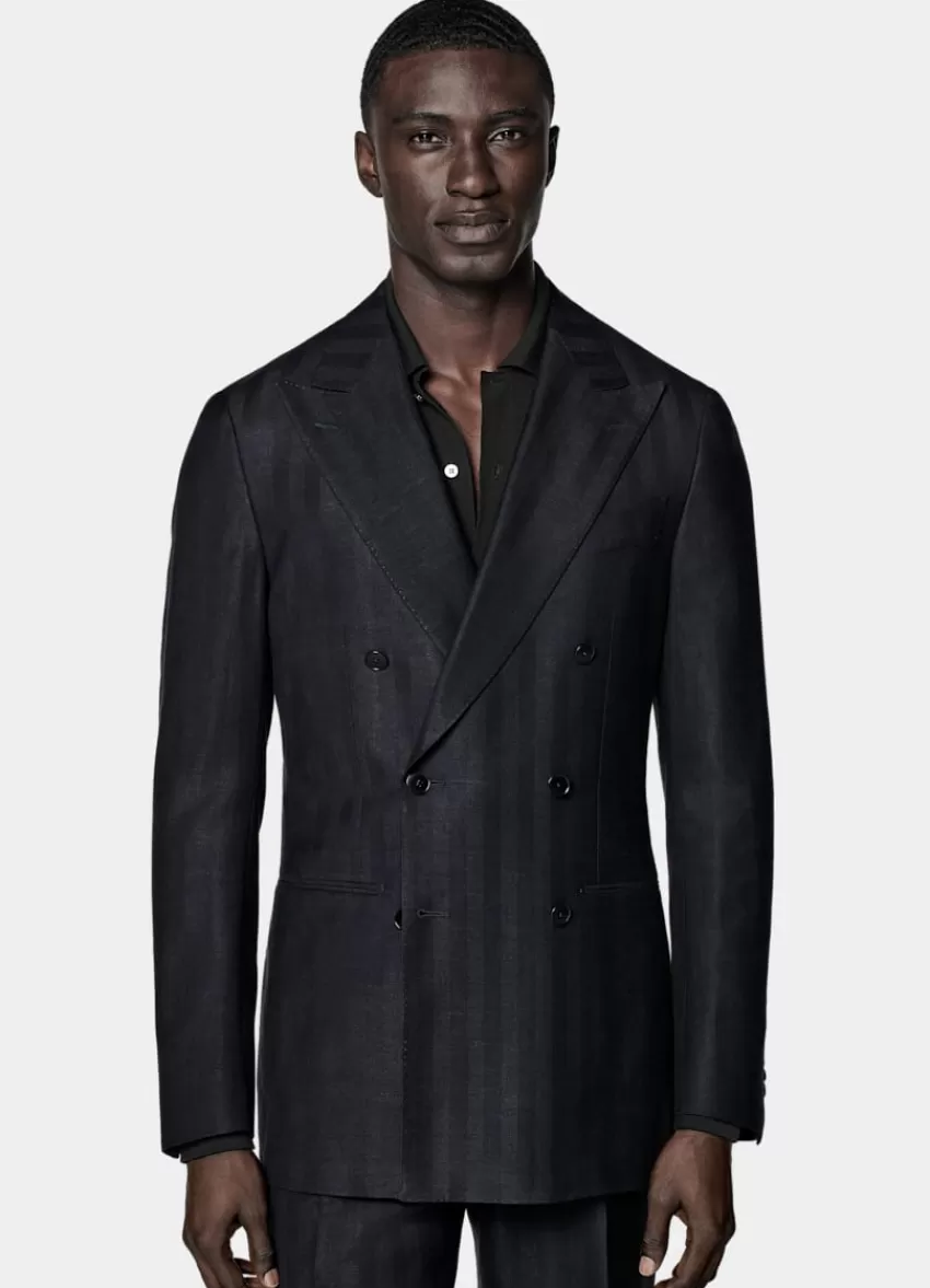 Suitsupply Havana Anzug Navy Fischgrätmuster Tailored Fit Aus Schurwolle Seide Leinen | Deutschland Online