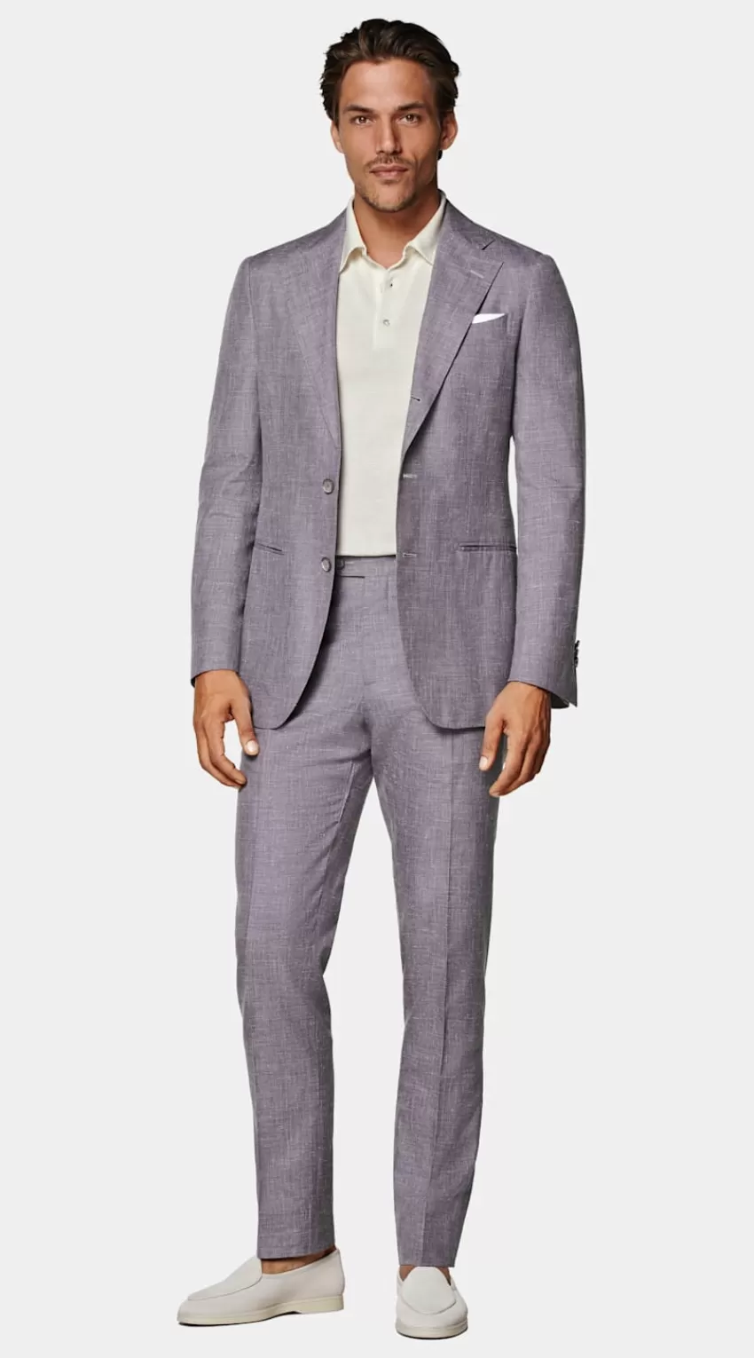 Suitsupply Havana Anzug Purpur Tailored Fit Aus Schurwolle Seide Leinen | Deutschland Sale