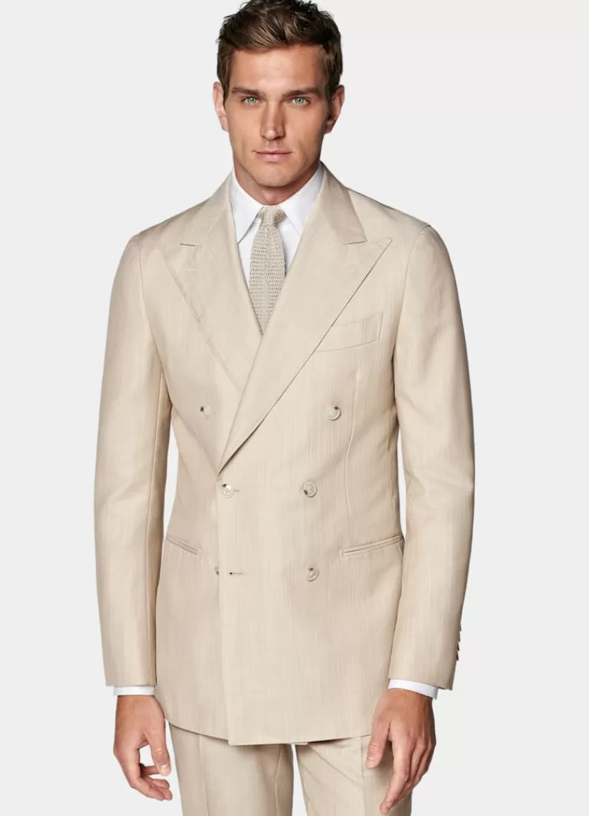 Suitsupply Havana Anzug Sand Fischgrätmuster Tailored Fit Aus Wolle Mohair | Deutschland Best