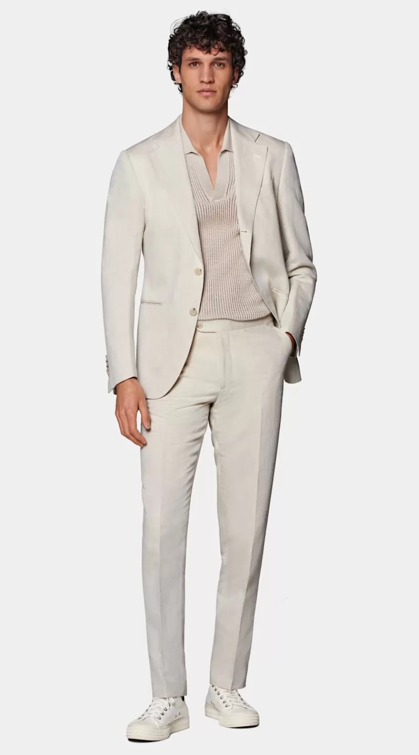 Suitsupply Havana Anzug Sand Tailored Fit Aus Leinen Baumwolle | Deutschland Clearance