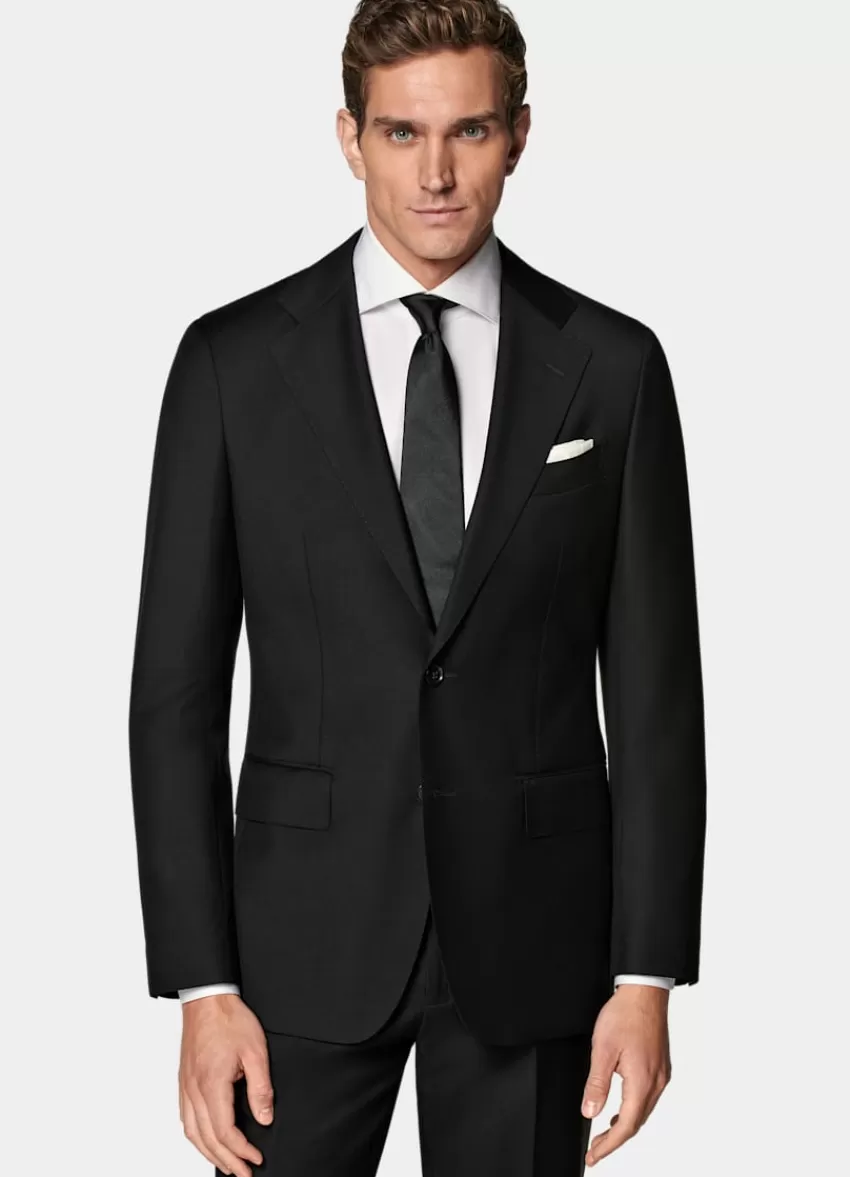 Suitsupply Havana Anzug Schwarz Tailored Fit Aus Pure S110er Schurwolle | Deutschland New