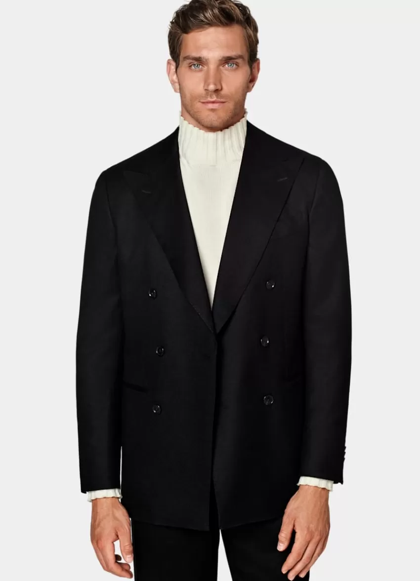 Suitsupply Havana Anzug Schwarz Tailored Fit Aus Pure S120er Flanell-Schurwolle | Deutschland Hot