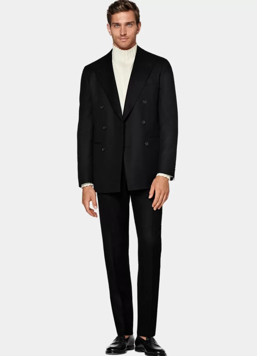 Suitsupply Havana Anzug Schwarz Tailored Fit Aus Pure S120er Flanell-Schurwolle | Deutschland Hot