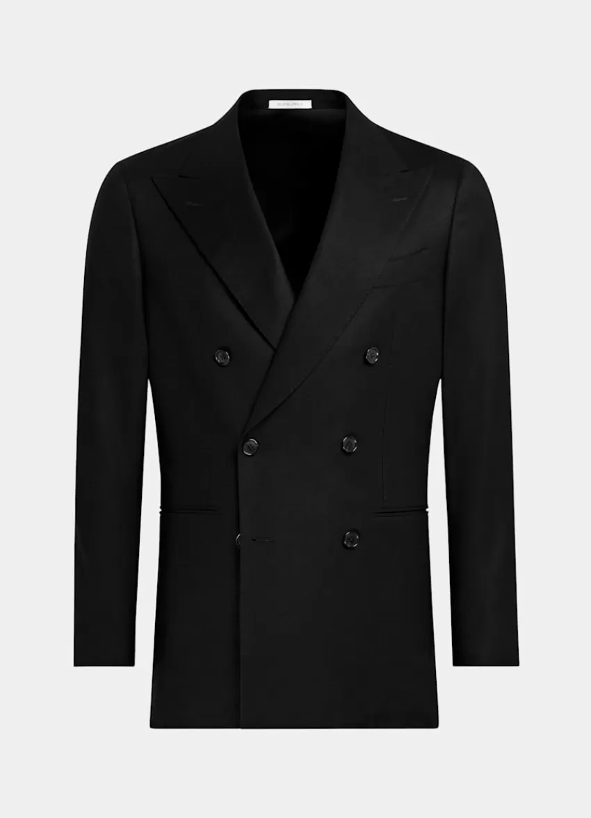 Suitsupply Havana Anzug Schwarz Tailored Fit Aus Pure S120er Flanell-Schurwolle | Deutschland Hot