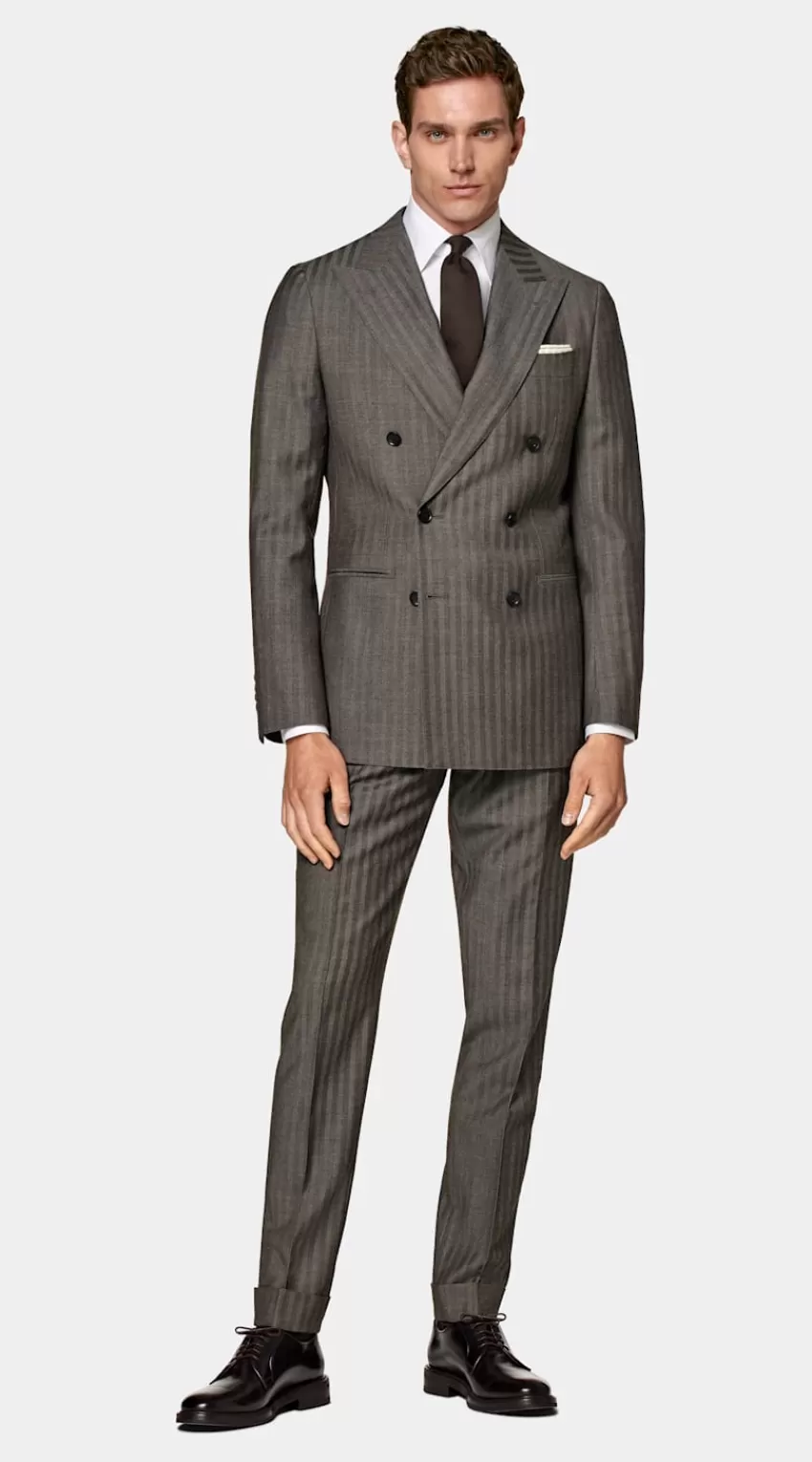 Suitsupply Havana Anzug Taupe Fischgrätmuster Tailored Fit Aus Pure Schurwolle | Deutschland Hot