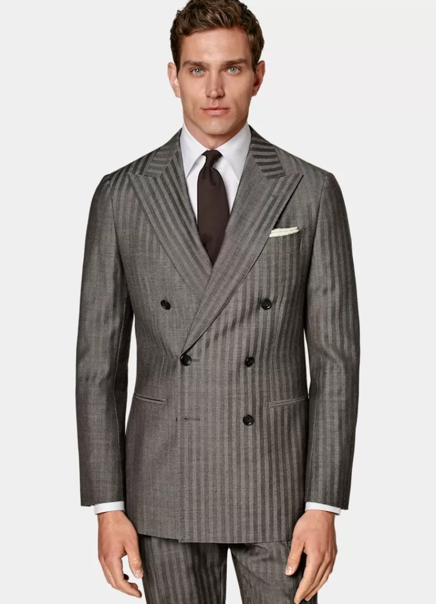 Suitsupply Havana Anzug Taupe Fischgrätmuster Tailored Fit Aus Pure Schurwolle | Deutschland Hot
