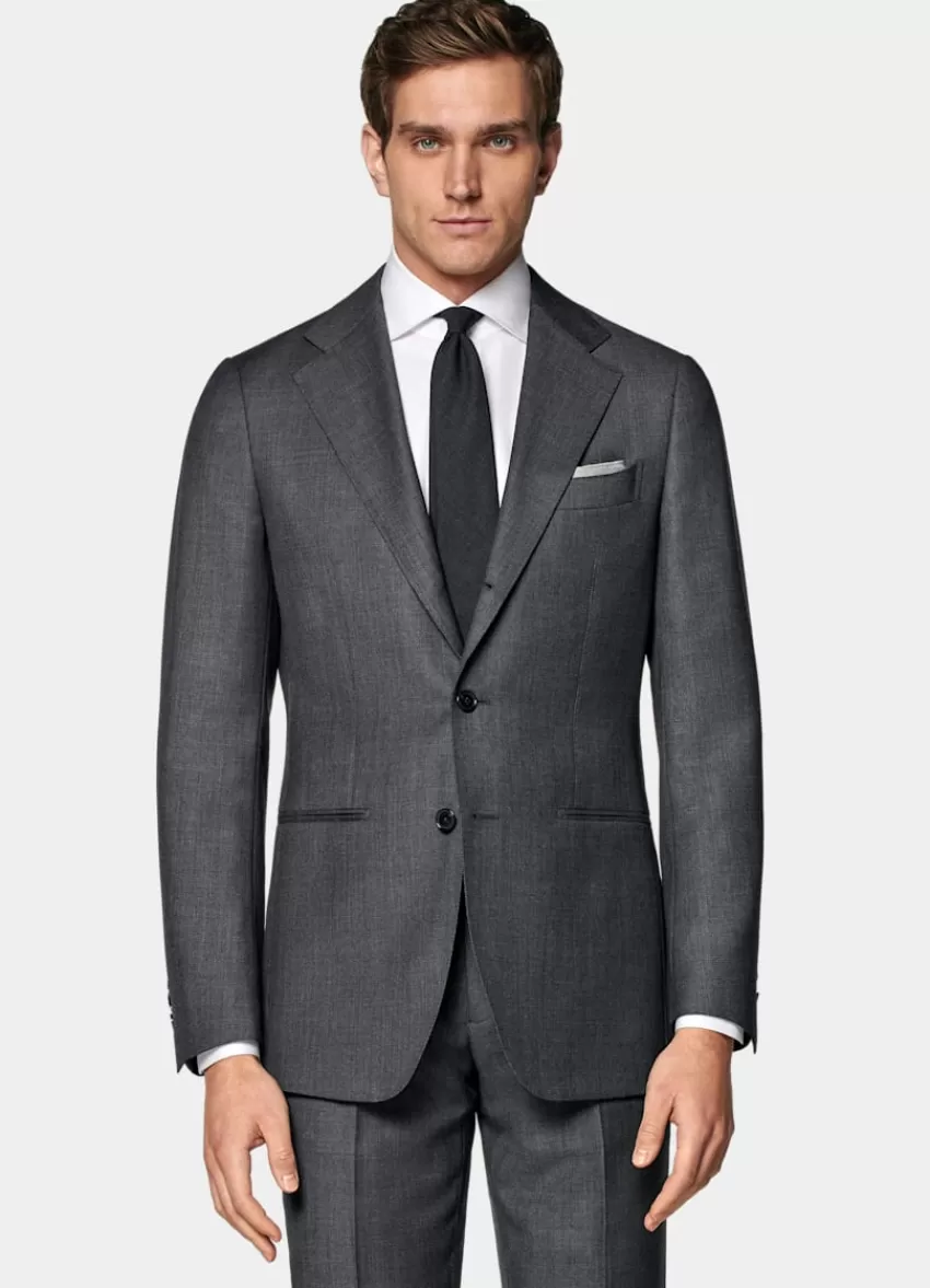 Suitsupply Havana Anzugsakko Dunkelgrau Birdseye-Muster Tailored Fit Aus Pure S130er Schurwolle | Deutschland New