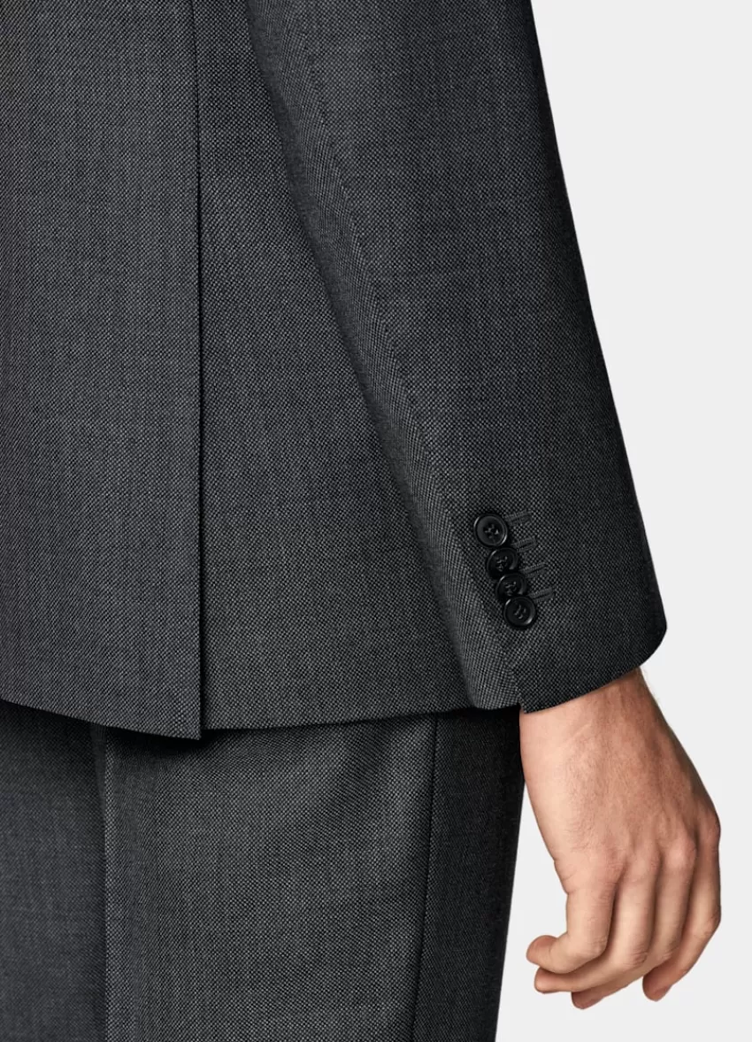 Suitsupply Havana Anzugsakko Dunkelgrau Birdseye-Muster Tailored Fit Aus Pure S130er Schurwolle | Deutschland New