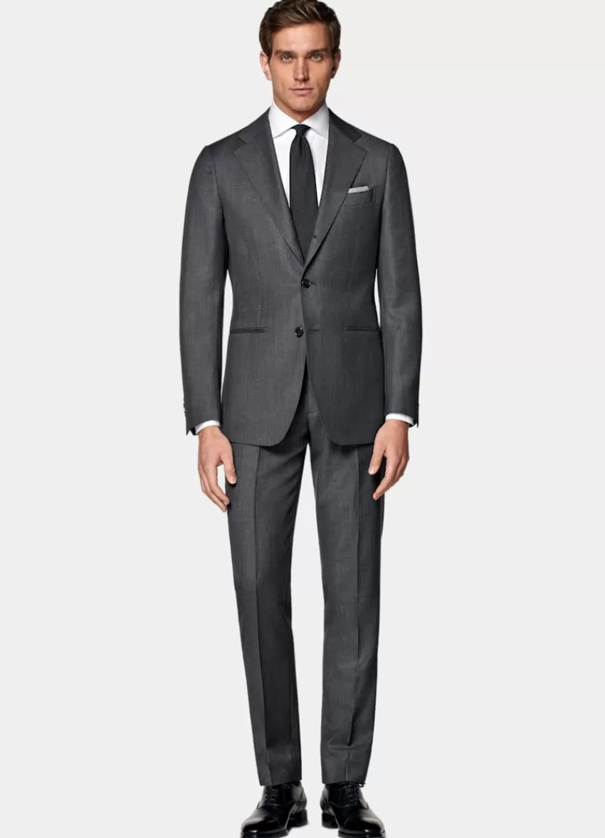 Suitsupply Havana Anzugsakko Dunkelgrau Birdseye-Muster Tailored Fit Aus Pure S130er Schurwolle | Deutschland New