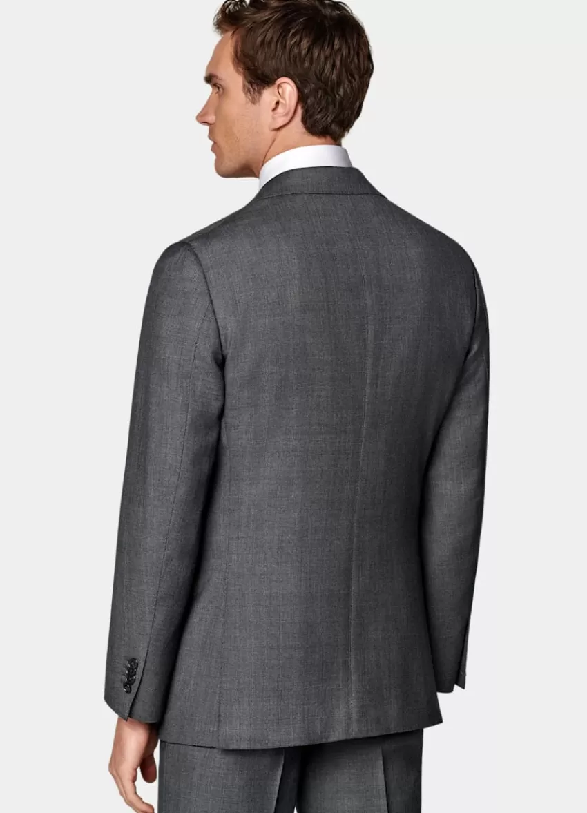 Suitsupply Havana Anzugsakko Dunkelgrau Birdseye-Muster Tailored Fit Aus Pure S130er Schurwolle | Deutschland New