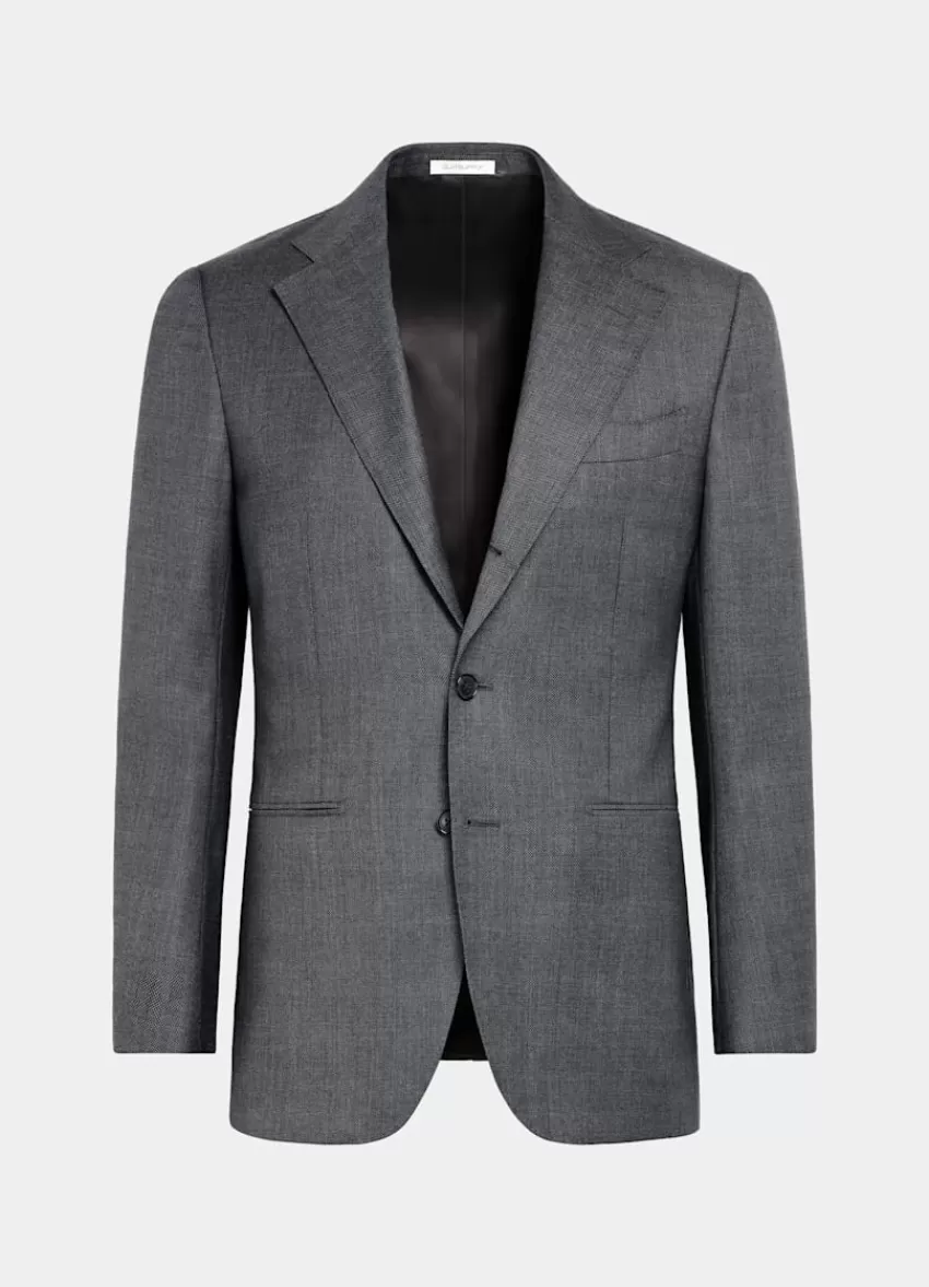 Suitsupply Havana Anzugsakko Dunkelgrau Birdseye-Muster Tailored Fit Aus Pure S130er Schurwolle | Deutschland New