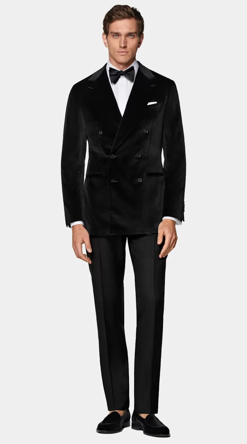 Suitsupply Havana Dinner Jacket Schwarz Tailored Fit Aus Stretch-Baumwolle Samt | Deutschland Discount