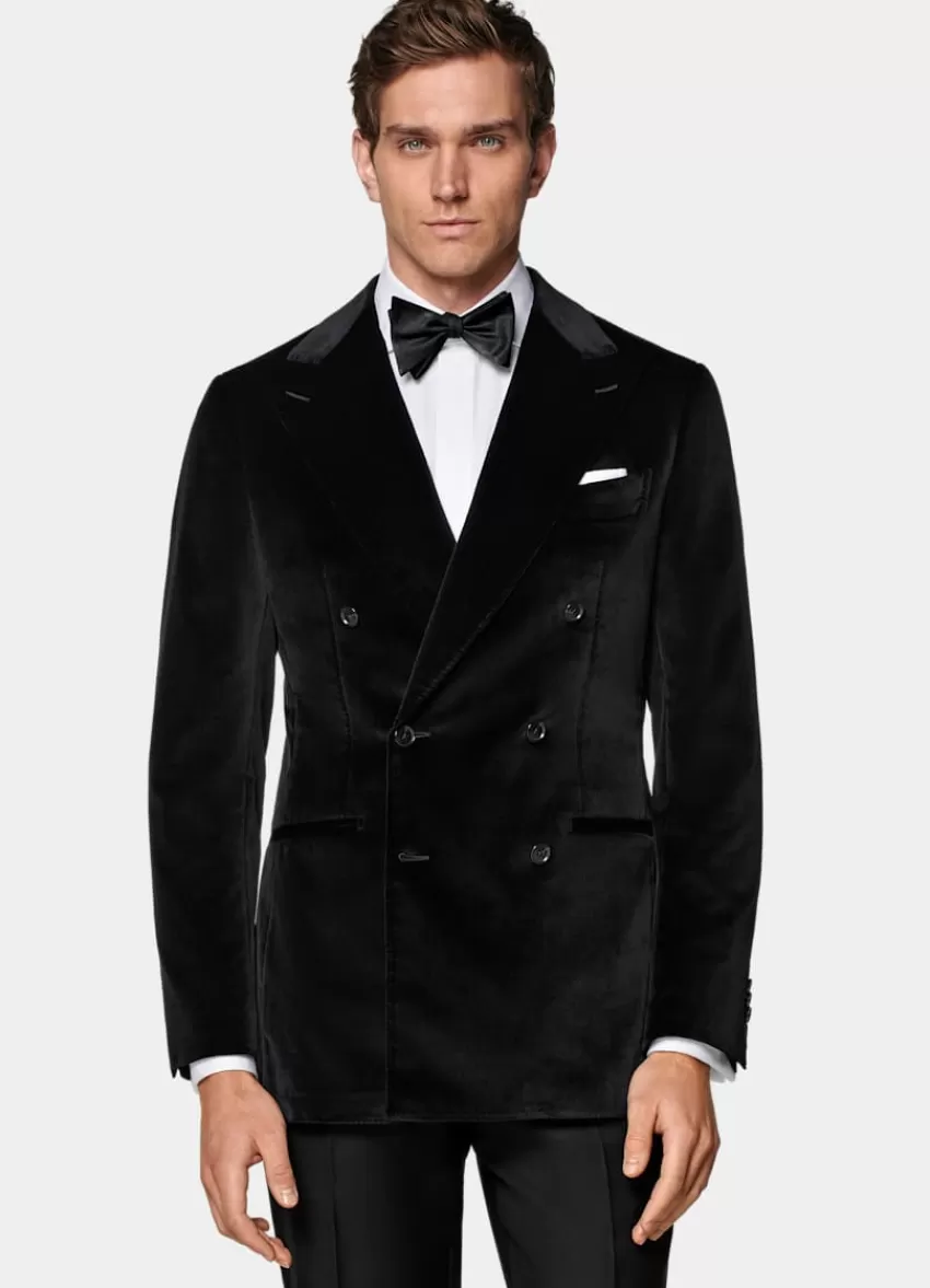 Suitsupply Havana Dinner Jacket Schwarz Tailored Fit Aus Stretch-Baumwolle Samt | Deutschland Discount