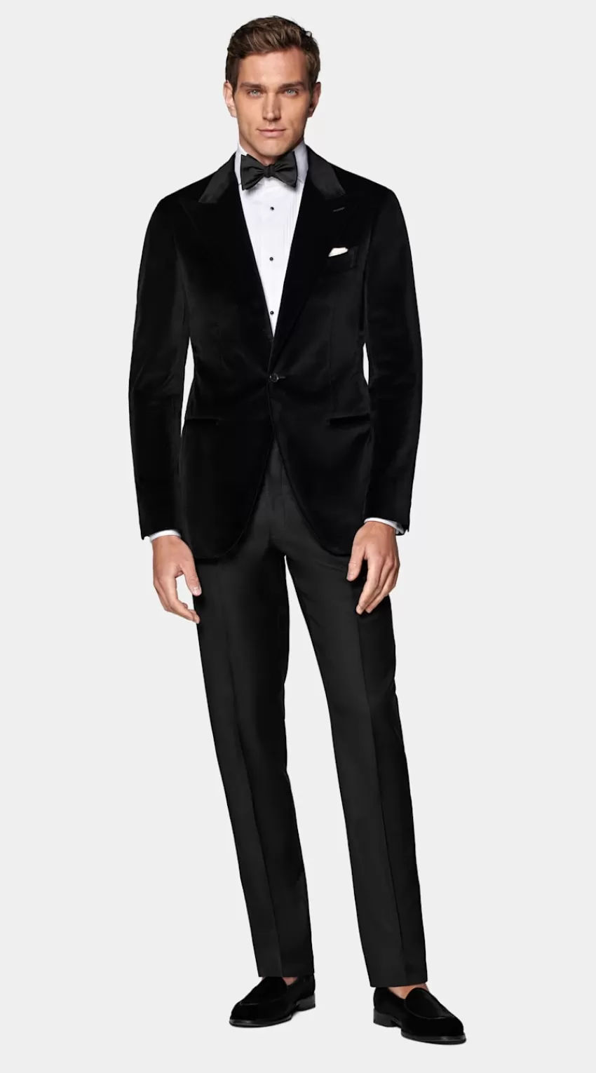 Suitsupply Havana Dinner Jacket Schwarz Tailored Fit Aus Stretch-Baumwolle Samt | Deutschland Best