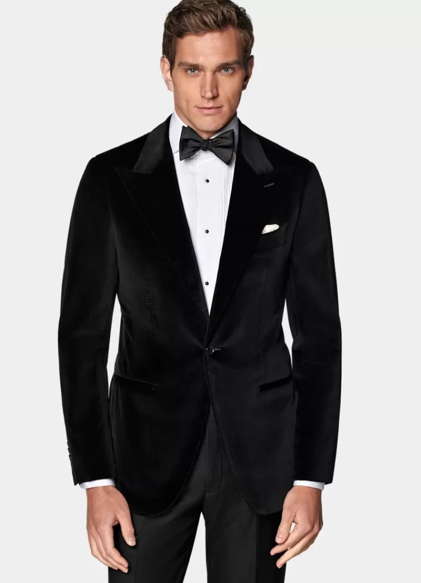 Suitsupply Havana Dinner Jacket Schwarz Tailored Fit Aus Stretch-Baumwolle Samt | Deutschland Best