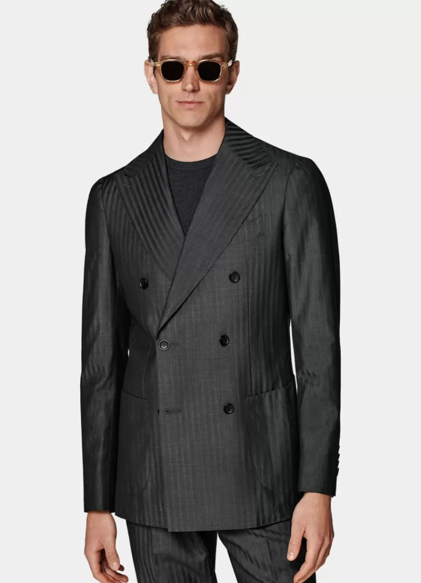 Suitsupply Havana Perennial Anzug Dunkelgrau Fischgrätmuster Tailored Fit Aus Schurwolle Seide Solaro | Deutschland Cheap