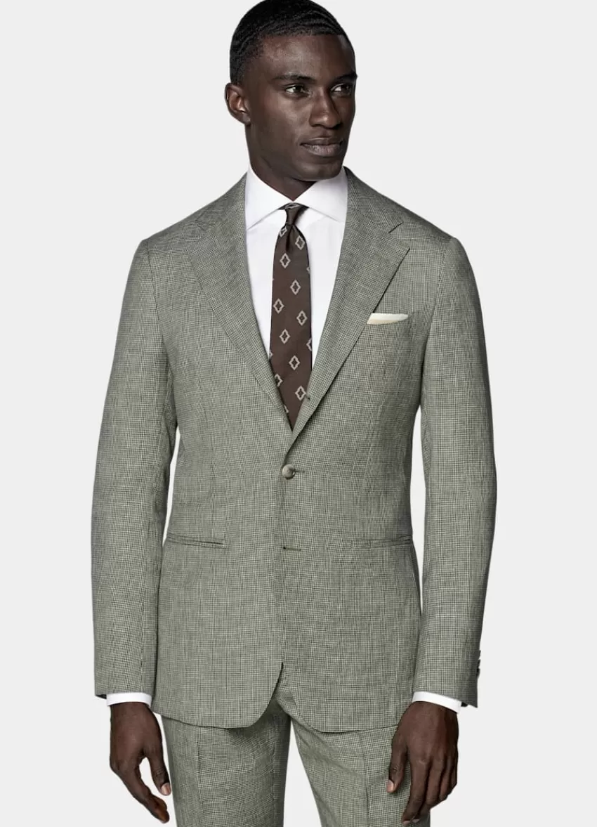 Suitsupply Havana Perennial Anzug Grün Hahnentrittmuster Tailored Fit Aus Pure S120er Schurwolle | Deutschland Online