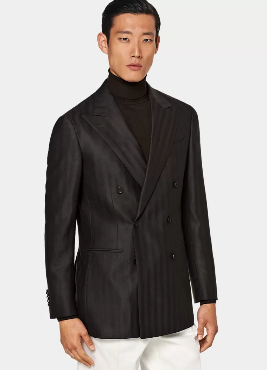 Suitsupply Havana Sakko Dunkelbraun Fischgrätmuster Tailored Fit Aus Pure S130er Schurwolle | Deutschland Cheap