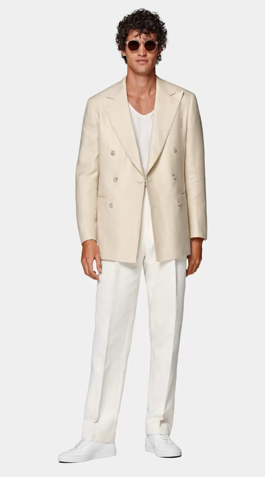 Suitsupply Havana Sakko Hellbraun Fischgrätmuster Tailored Fit Aus Schurwolle Seide Leinen | Deutschland Store