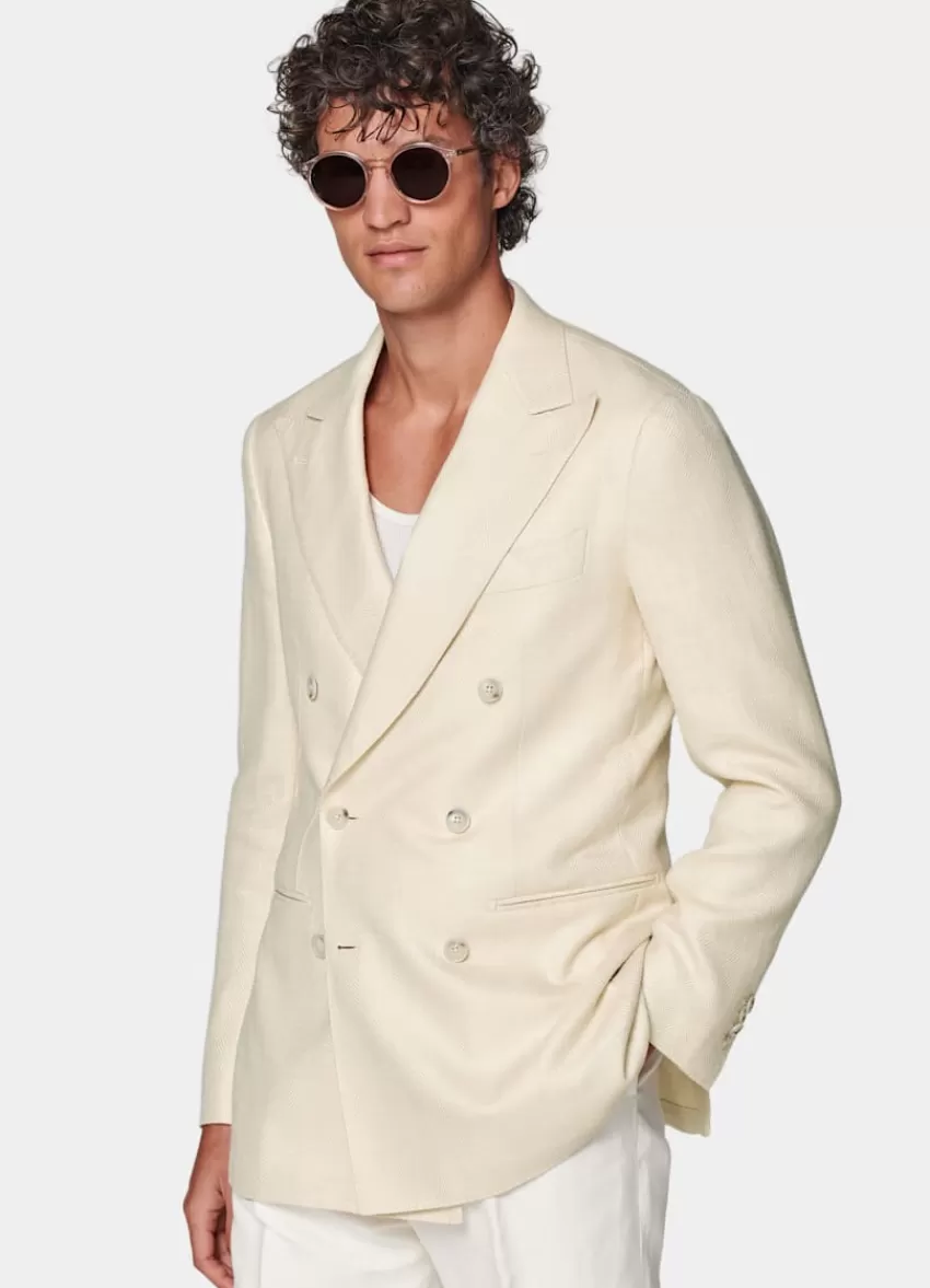 Suitsupply Havana Sakko Hellbraun Fischgrätmuster Tailored Fit Aus Schurwolle Seide Leinen | Deutschland Store