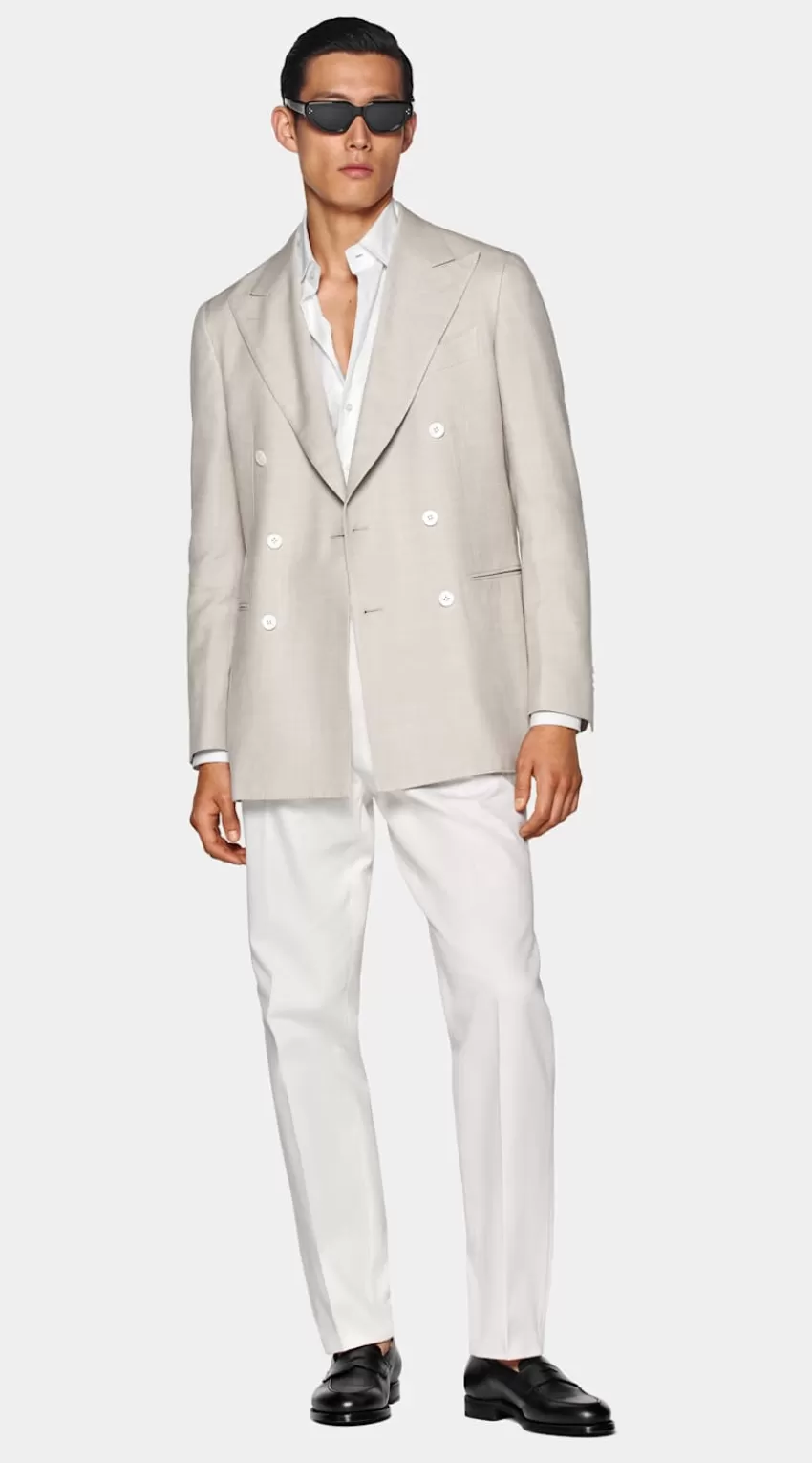 Suitsupply Havana Sakko Helltaupe Tailored Fit Aus Seide Baumwolle | Deutschland Best