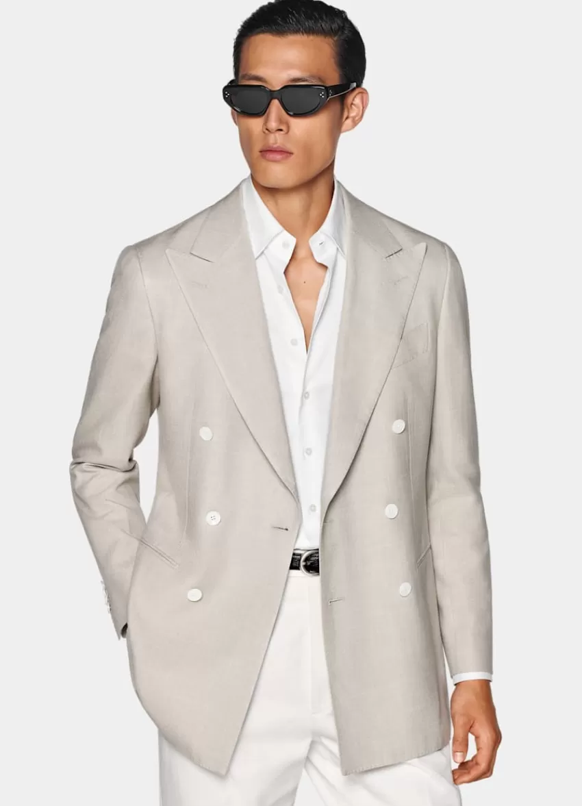 Suitsupply Havana Sakko Helltaupe Tailored Fit Aus Seide Baumwolle | Deutschland Best