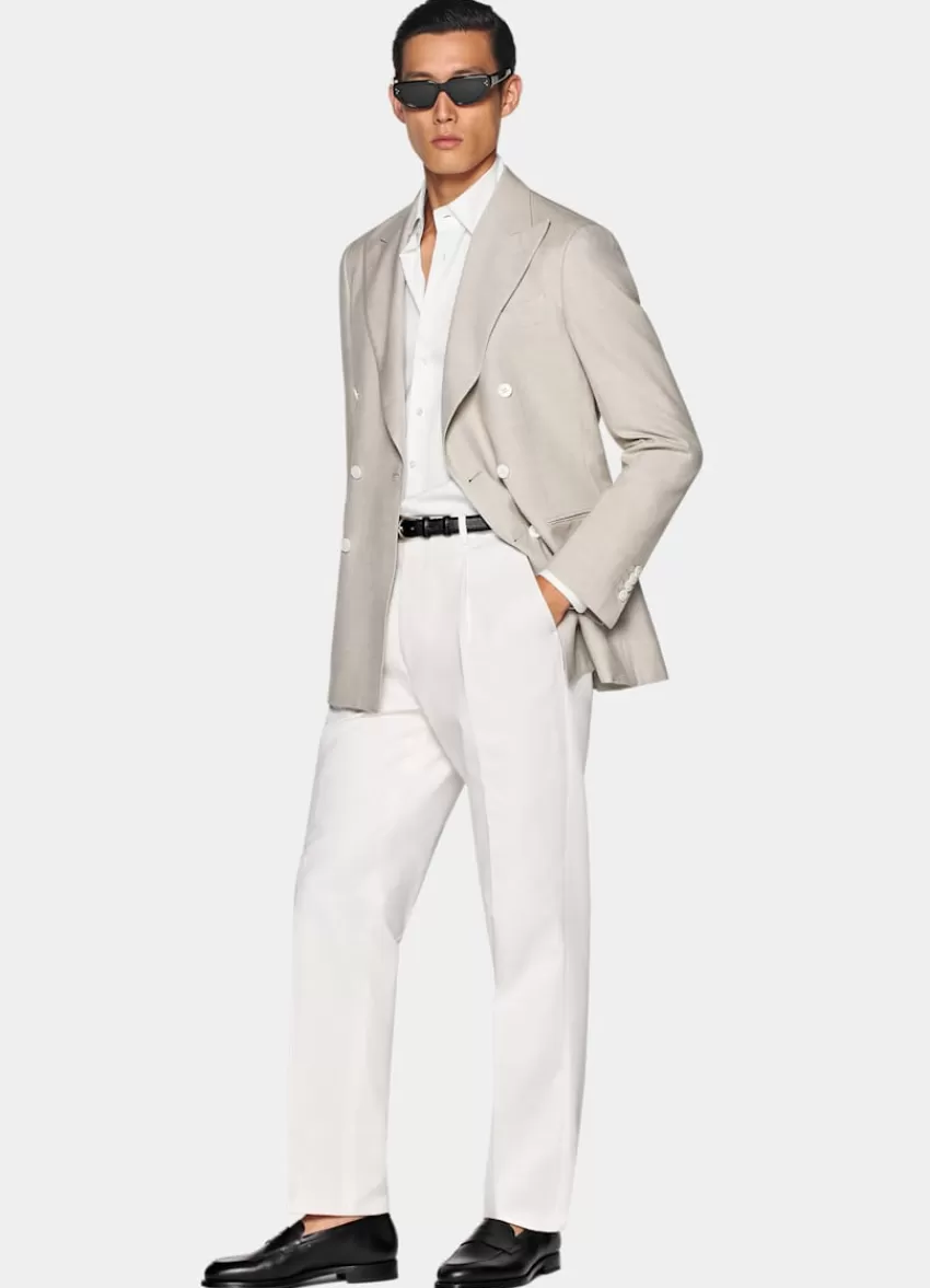 Suitsupply Havana Sakko Helltaupe Tailored Fit Aus Seide Baumwolle | Deutschland Best