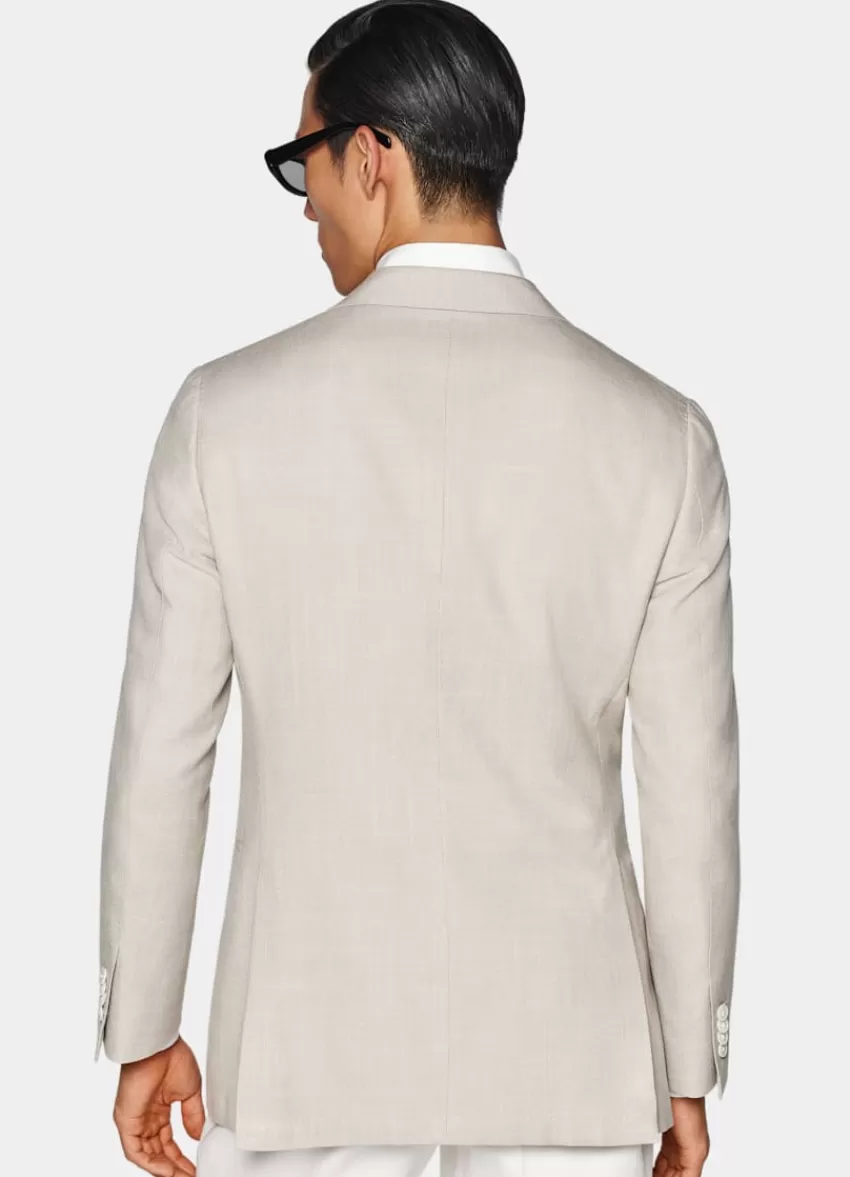 Suitsupply Havana Sakko Helltaupe Tailored Fit Aus Seide Baumwolle | Deutschland Best