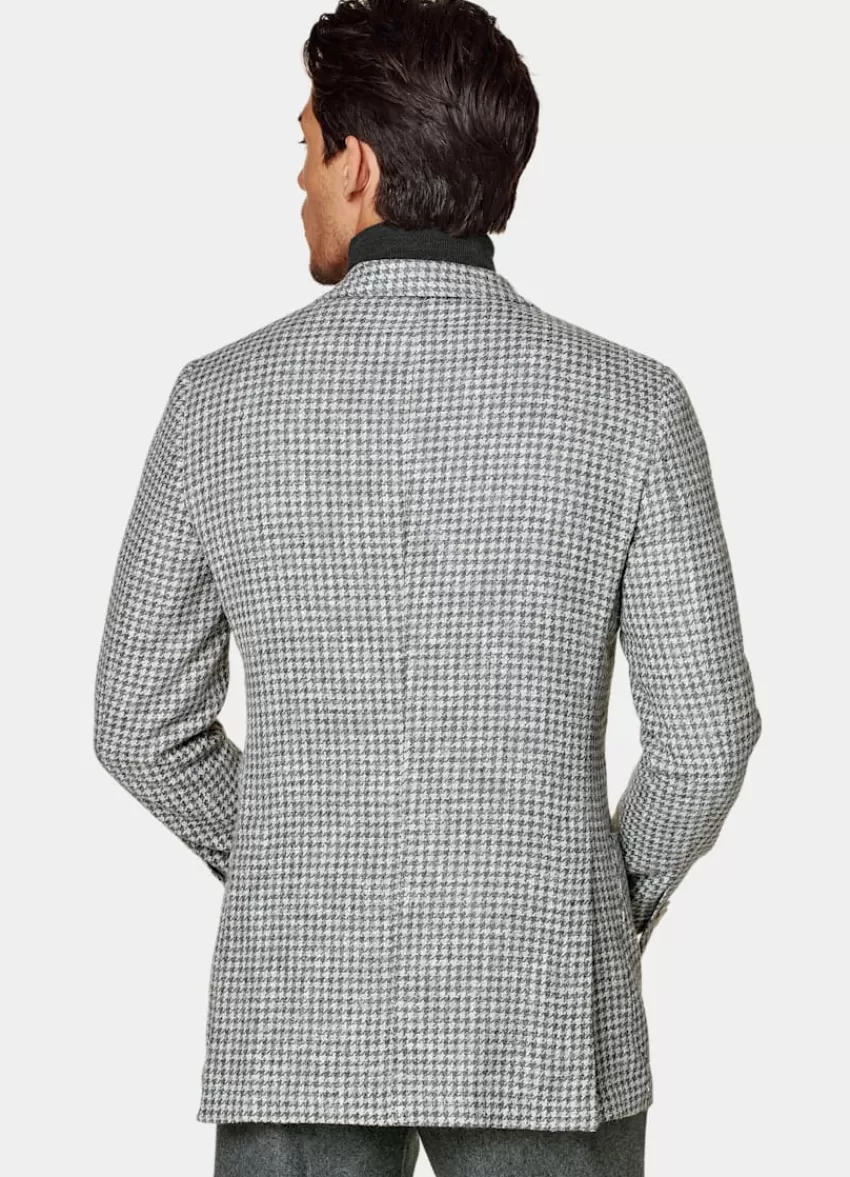 Suitsupply Havana Sakko Mittelgrau Hahnentrittmuster Tailored Fit Aus Schurwolle Alpaka Seide Leinen Polyamid | Deutschland Best Sale