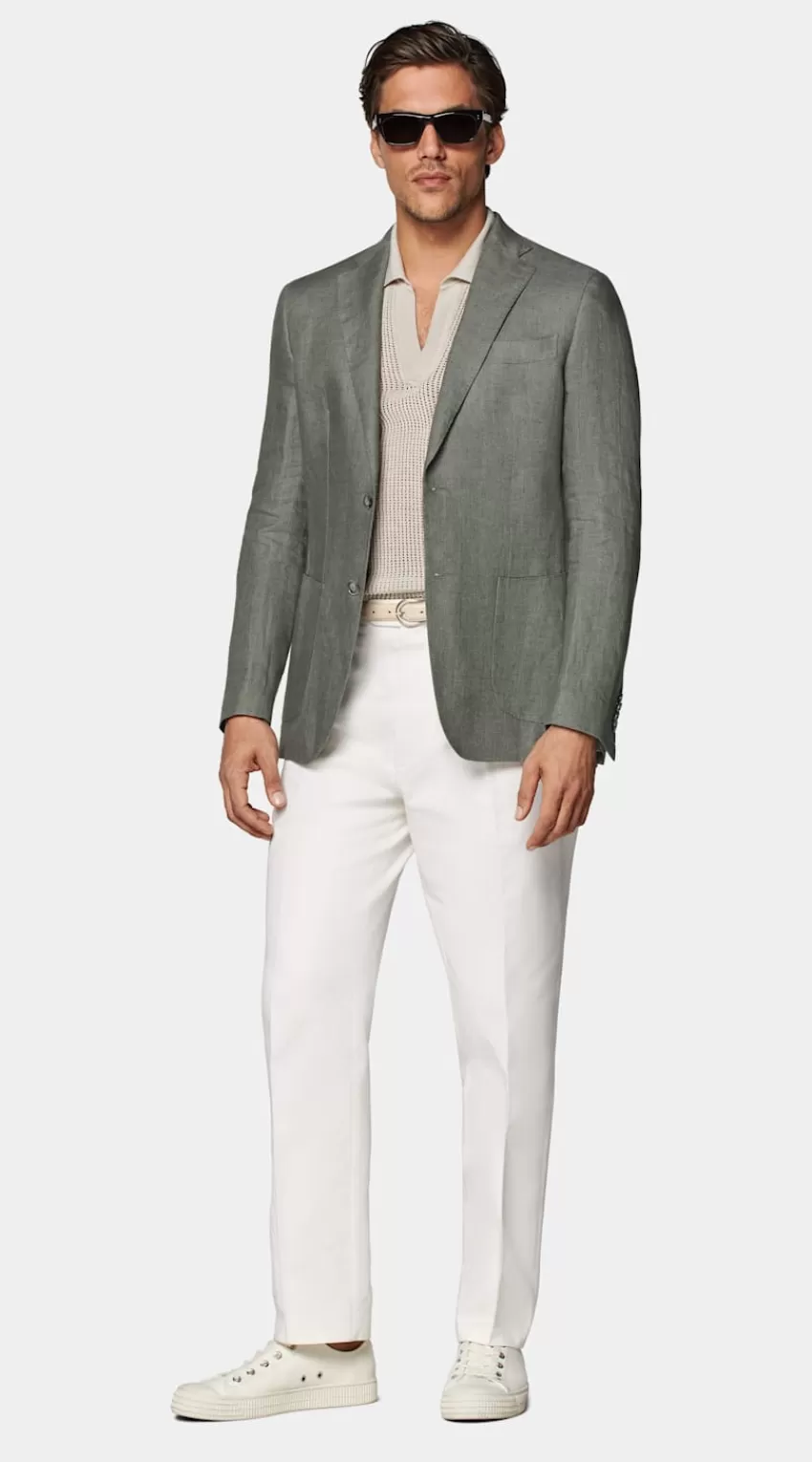 Suitsupply Havana Sakko Mittelgrün Tailored Fit Aus Pures Leinen | Deutschland Fashion