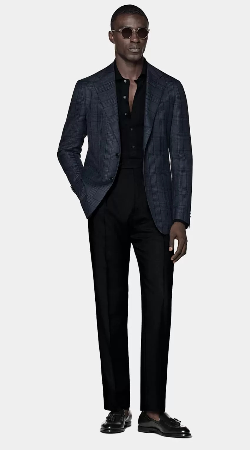 Suitsupply Havana Sakko Navy Kariert Tailored Fit Aus Schurwolle Seide Leinen | Deutschland Shop