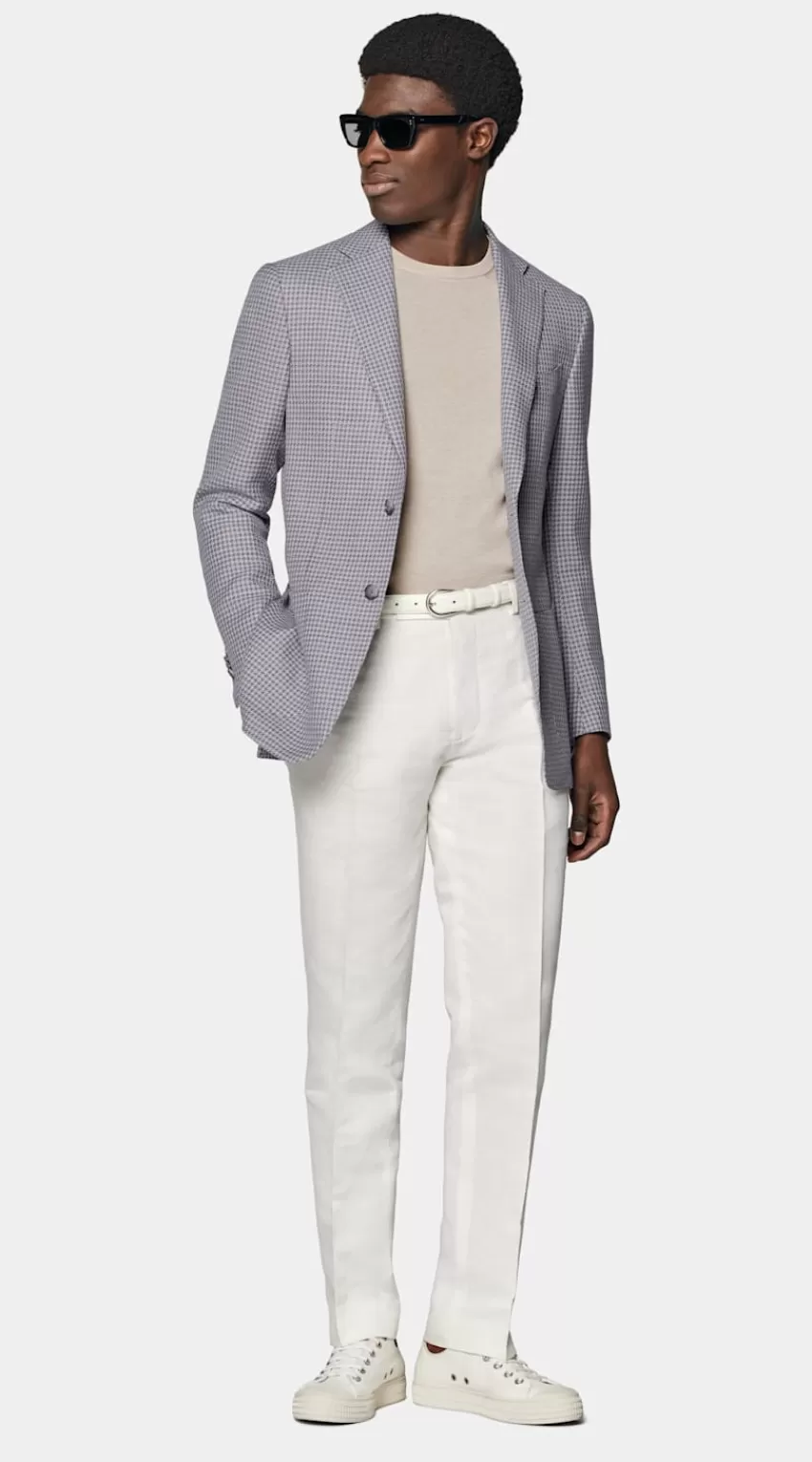 Suitsupply Havana Sakko Purpur Hahnentrittmuster Tailored Fit Aus Schurwolle Seide Leinen | Deutschland Sale