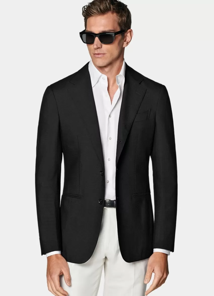 Suitsupply Havana Sakko Schwarz Tailored Fit Aus Pure 4fach Traveller Schurwolle | Deutschland Fashion
