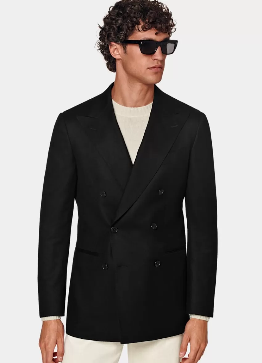 Suitsupply Havana Sakko Schwarz Tailored Fit Aus Pure S120er Flanell-Schurwolle | Deutschland Shop