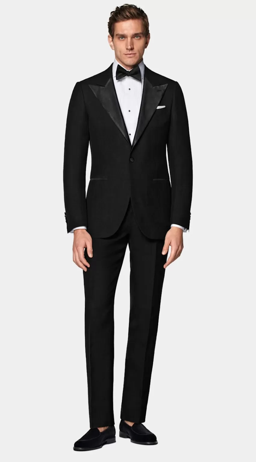 Suitsupply Havana Smoking Schwarz Tailored Fit Aus Pures Leinen | Deutschland Discount