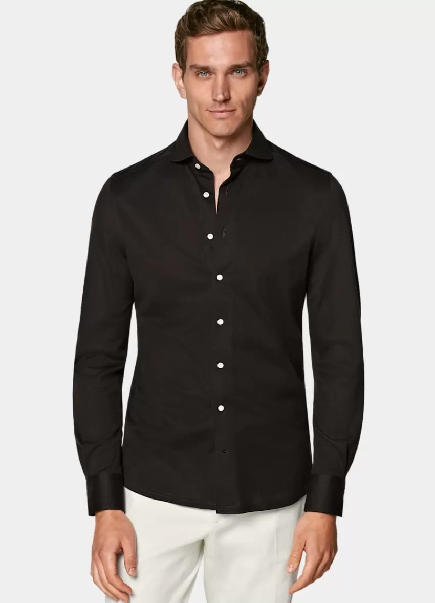 Suitsupply Hemd Dunkelbraun Extra Slim Fit Aus Purer Baumwolle-Strick | Deutschland Online