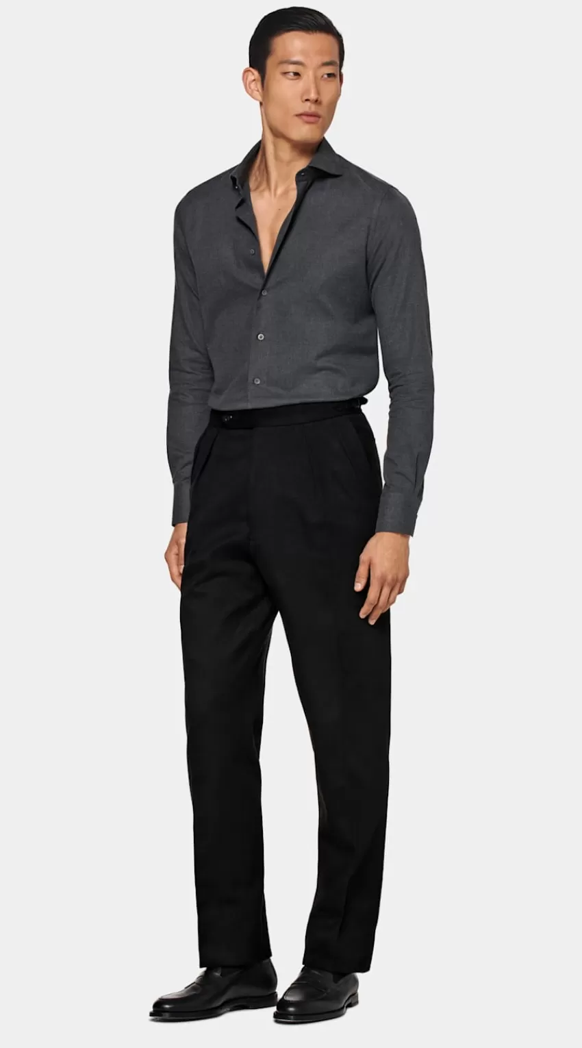 Suitsupply Hemd Dunkelgrau Slim Fit Aus Ägyptischer Baumwolle-Flanell | Deutschland Store