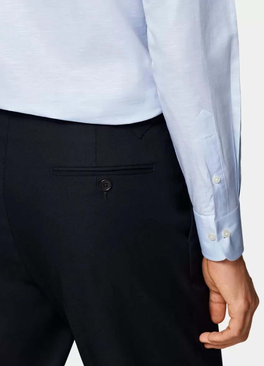 Suitsupply Hemd Hellblau Einteiliger Kragen Slim Fit Aus Baumwolle-Leinen | Deutschland Best Sale
