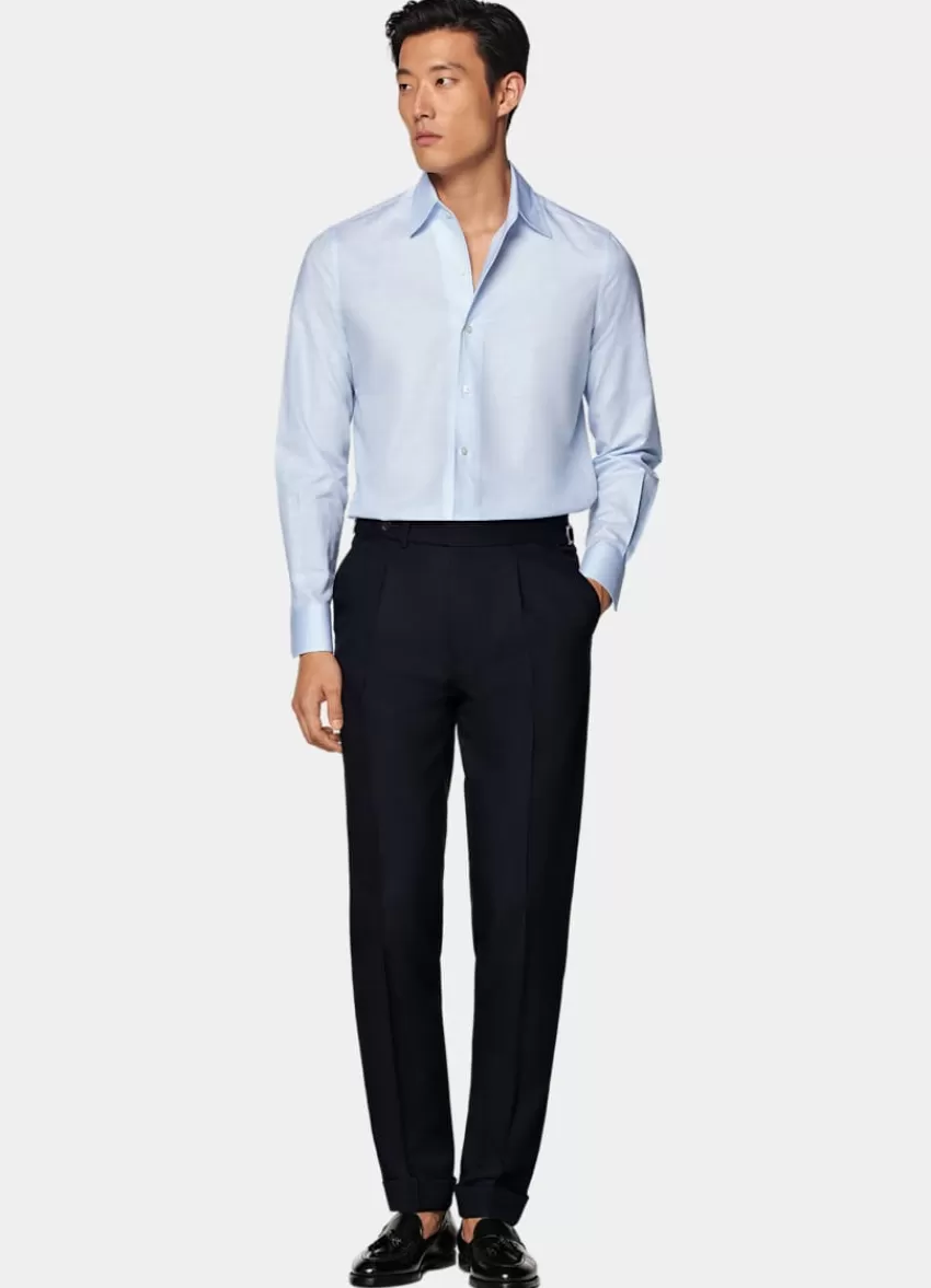Suitsupply Hemd Hellblau Einteiliger Kragen Slim Fit Aus Baumwolle-Leinen | Deutschland Best Sale